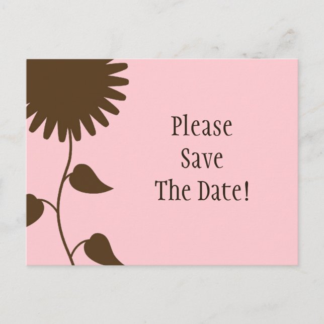 Sunflower Save the Date Postcard on Pink (Front)