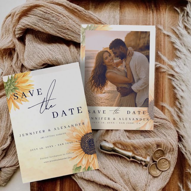 Sunflower Save the Date Wedding Photo Invite (Sunflower Save the Date Wedding Photo Invite)