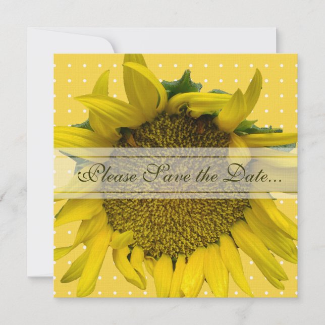 Sunflower Save The Date with dots (Front)