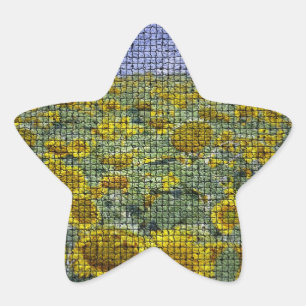 Sunflower Scape Textured Star Sticker