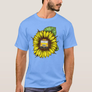 Sunflower School Bus Idea Gift For Bus Drivers  T-Shirt