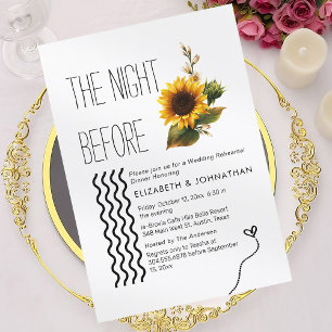 Sunflower Script Minimal The Night Before Invitation