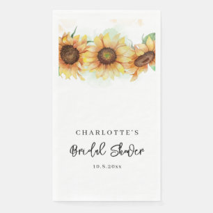 Sunflower Script Watercolor Floral Bridal Shower Napkin