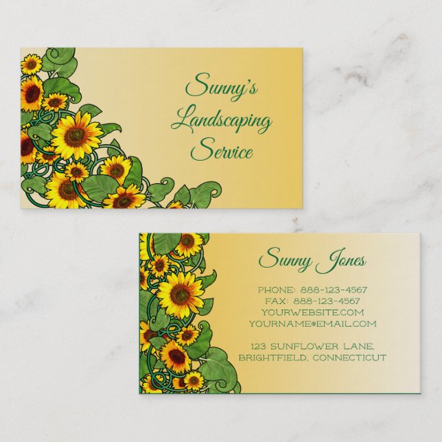 Sunflower Scroll Business Card (Front/Back)