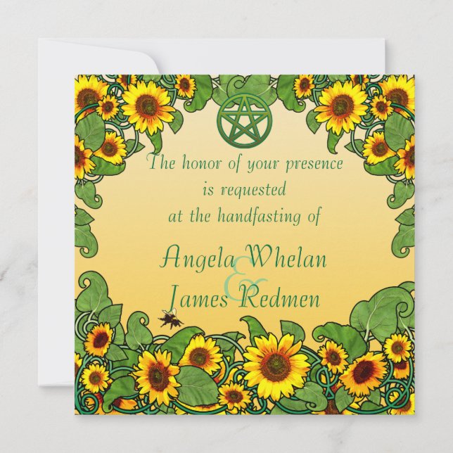 Sunflower Scroll Handfasting Invitation (Back)