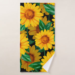 Sunflower seamless pattern. Background with yellow Bath Towel