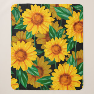 Sunflower seamless pattern. Background with yellow Sherpa Blanket