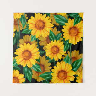 Sunflower seamless pattern. Background with yellow Tapestry