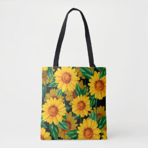 Sunflower seamless pattern. Background with yellow Tote Bag