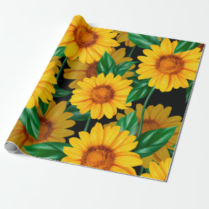Sunflower seamless pattern. Background with yellow Wrapping Paper