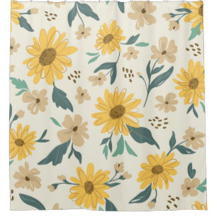 Sunflower seamless pattern. Yellow daisy on off wh