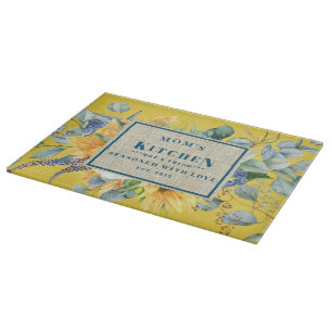 Sunflower Seasoned with Love Mom's Kitchen Cutting Board