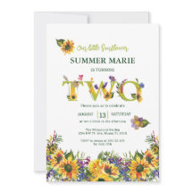 Sunflower Second Birthday Invitation