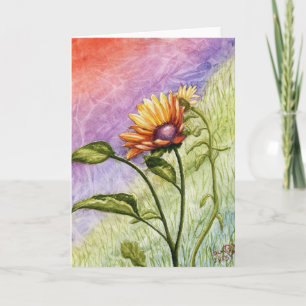 Sunflower Secrets at Sunset blank greeting Card