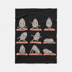 Sunflower Seed Doing Yoga Vegan Kawaii Zen  Fleece Blanket