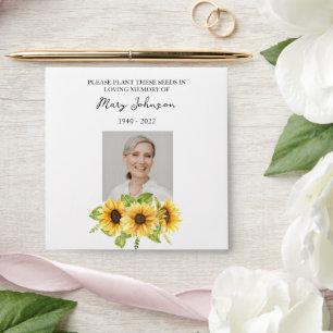 Sunflower Seed Packet Memorial Funeral Envelope