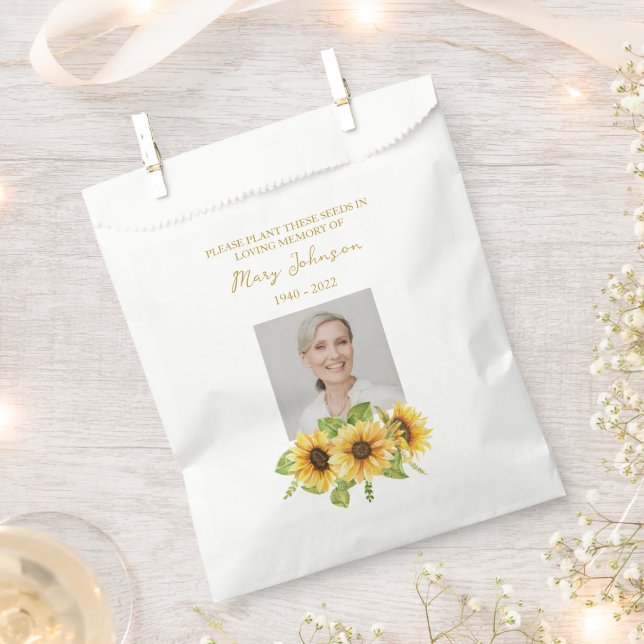 Sunflower Seed Packet Memorial Funeral Favour Bag (Clipped)