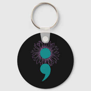 Sunflower Semicolon Suicide Awareness Mental Healt Keychain