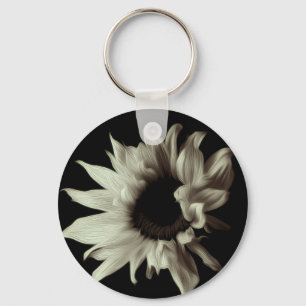 Sunflower - Sepia Fine Art Photograph Unique Cool Keychain