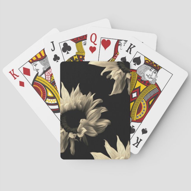 Sunflower - Sepia Fine Art Photograph Unique Cool  Playing Cards (Back)