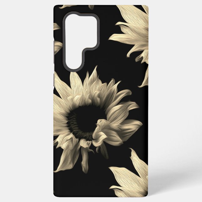 Sunflower - Sepia Fine Art Photograph Unique Cool Samsung Galaxy S22 Ultra Case (Back)