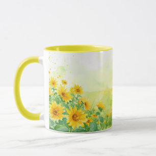 Sunflower Serenade Aquarelle café Mug