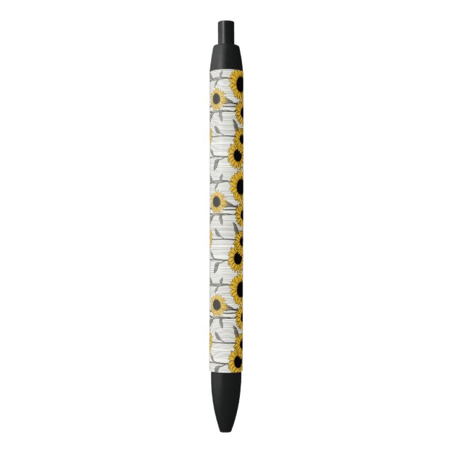 Sunflower Serenade Black Ink Pen (Front Vertical)