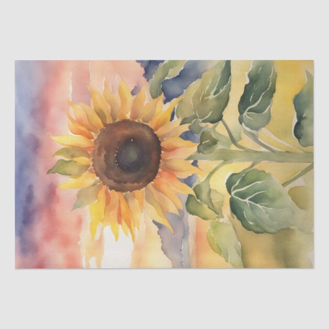 Sunflower Serenade in Watercolor Decoupage Tissue Paper (Front)