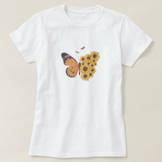 Sunflower Serenade With Butterfly Design T-Shirt