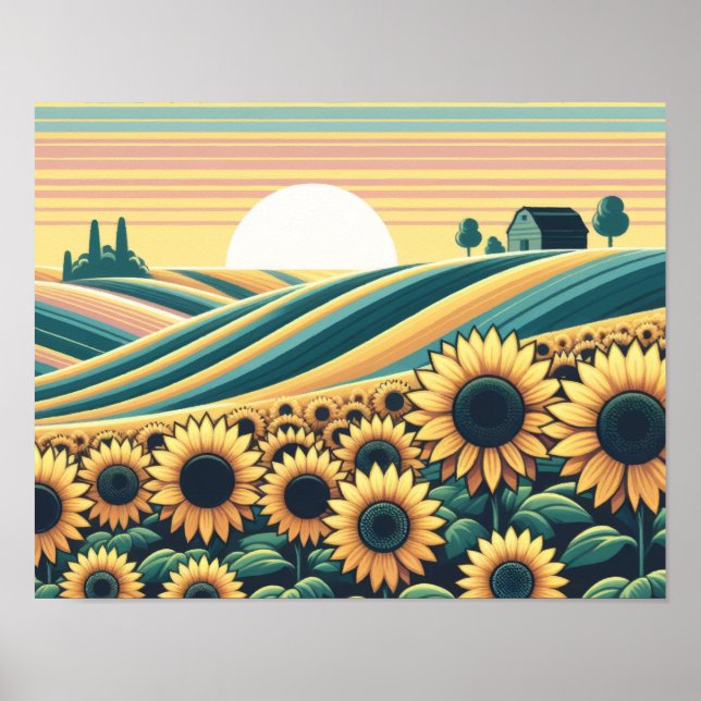 Sunflower Serenity: Rustic Sunrise Poster (Front)