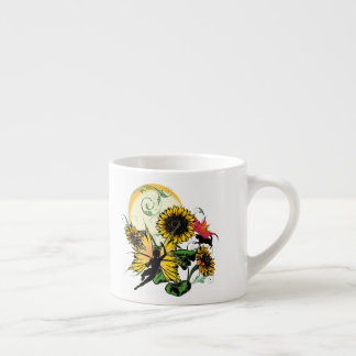 Sunflower Shadow Fairy and Cosmic Cat Espresso Cup