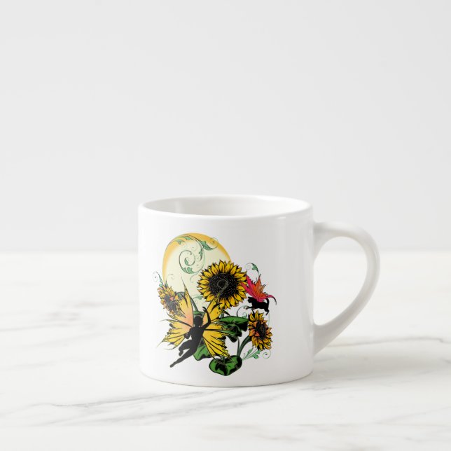 Sunflower Shadow Fairy and Cosmic Cat Espresso Cup (Right)
