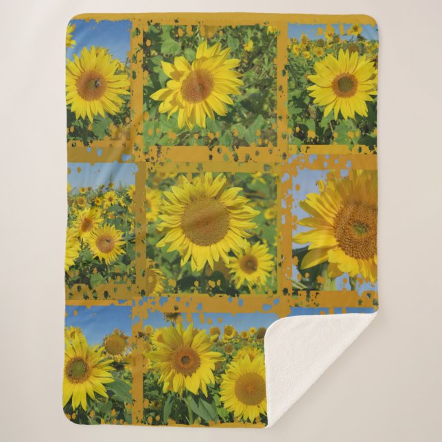 sunflower,Sherpa Blankets, craft, holiday, elegant Sherpa Blanket (Front)