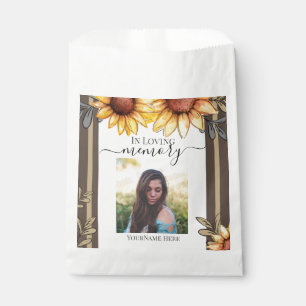 Sunflower Simple Photo Funeral Keepsake Favour Bag