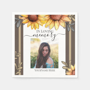 Sunflower Simple Photo Funeral Keepsake Napkin