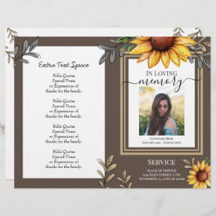 Sunflower Simple Photo Funeral Program Budget
