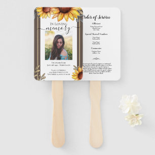Sunflower Simple Photo Funeral Program Hand Fan