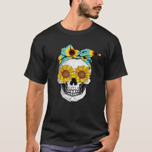 Sunflower Skull Floral Sugarskull Bandana T-Shirt