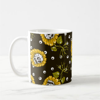 Sunflower Skulls: Unique Seamless Pattern. Coffee Mug
