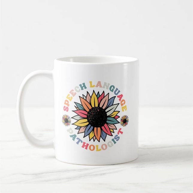 Sunflower SLP Speech Language Pathologist Gift Coffee Mug (Left)
