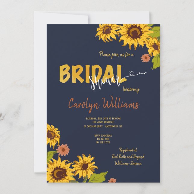 Sunflower Soirée Nuptiale Douche Invitation (Devant)