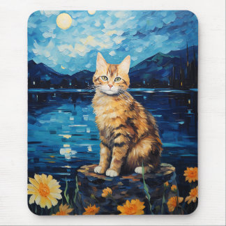Sunflower Sonata with a Vintage Cat Muse: An Homag Mouse Pad