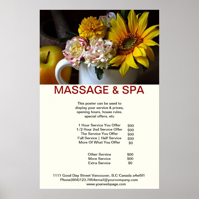 Sunflower Spa Massage Beauty Salon Poster (Front)