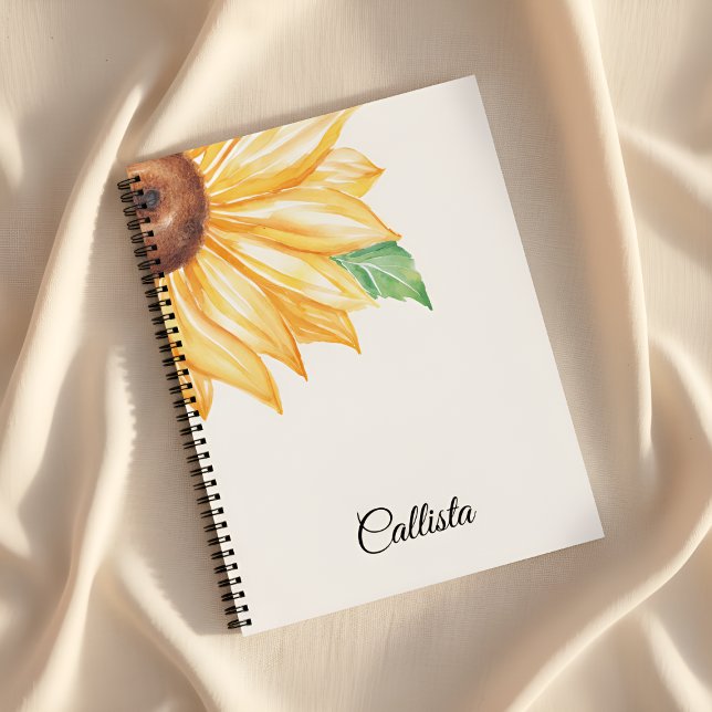 Sunflower Spiral Notebook – Minimal Watercolor (Creator Uploaded)