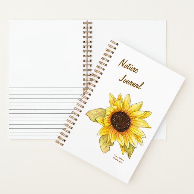 Sunflower spiral sketch/lined journal customizable (À l'intérieur)
