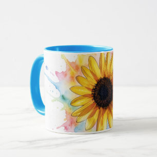 Sunflower Splash Flower Floral Art Mug