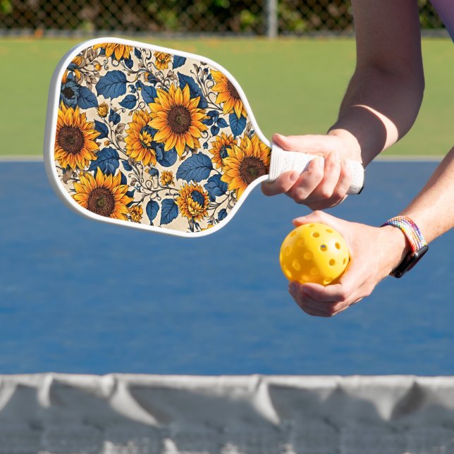 Sunflower Splendour: Vibrant Floral Artwork Pickleball Paddle (Insitu)