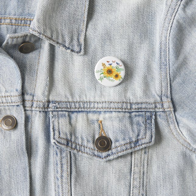 sunflower spring 1 inch round button (In Situ)