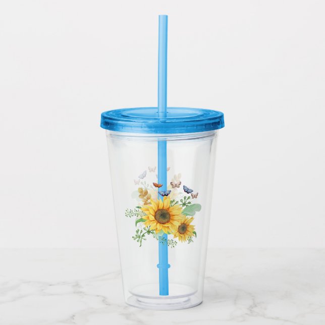 sunflower spring acrylic tumbler (Front)
