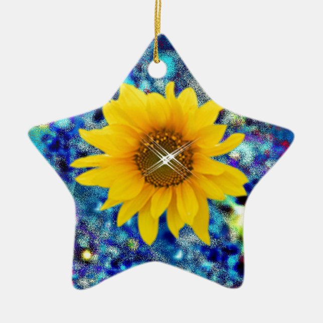 Sunflower spring Dazzle gifts Ceramic Ornament (Front)
